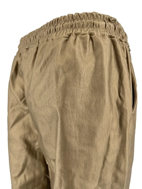Wijde broek met naad en elastische taille goud