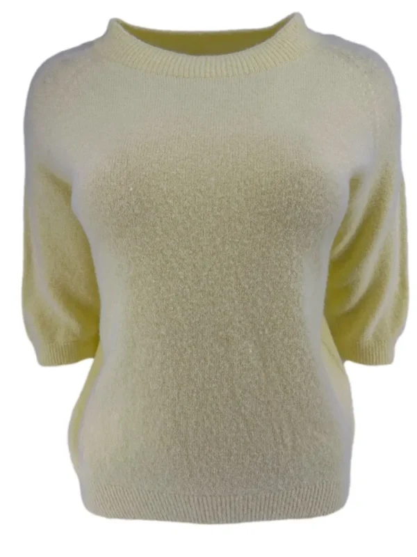 Zacht trui met ronde hals en 3/4 mouw ALPACA geel