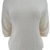Zacht trui met ronde hals en 3/4 mouw ALPACA creme