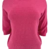 Zacht trui met ronde hals en 3/4 mouw ALPACA fuchsia