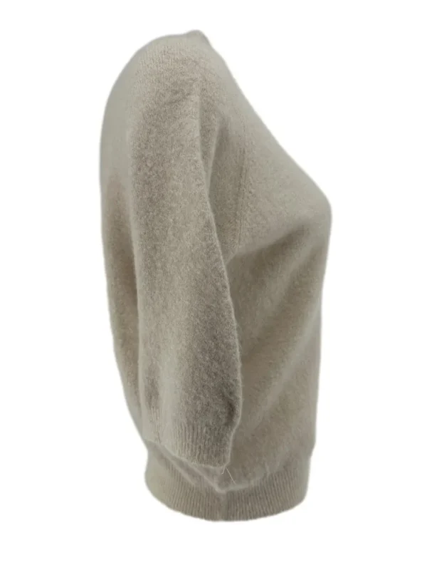 Zacht trui met ronde hals en 3/4 mouw ALPACA beige