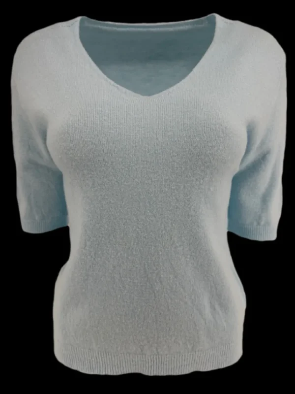 Zacht trui met V-HALS en 3/4 mouw ALPACA licht blauw
