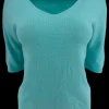 Zacht trui met V-HALS en 3/4 mouw ALPACA mint