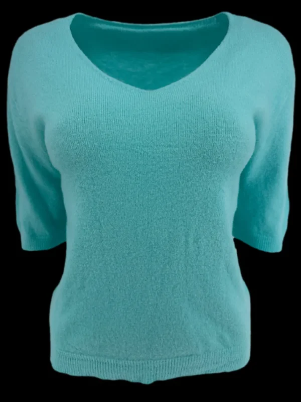 Zacht trui met V-HALS en 3/4 mouw ALPACA mint