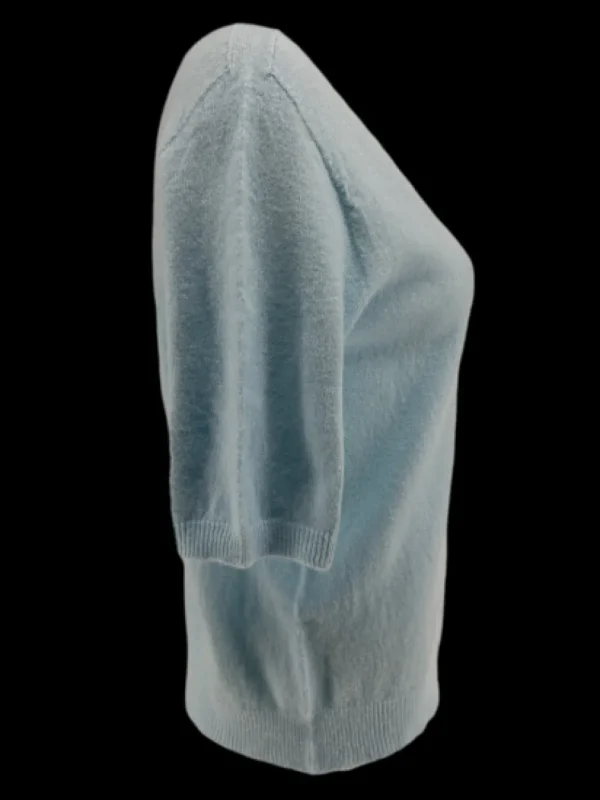 Zacht trui met V-HALS en 3/4 mouw ALPACA licht blauw