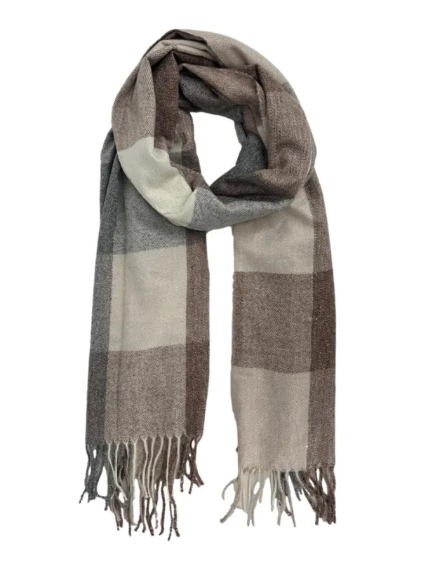 Zachte sjaal geruit met sparkle khaki (SQ24-1)