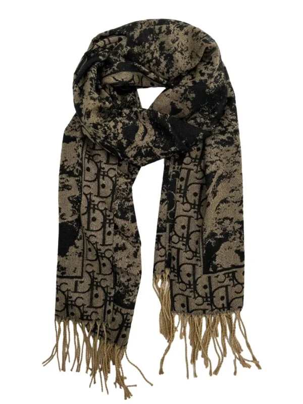 Zachte sjaal met print Diora black (DA24-12)